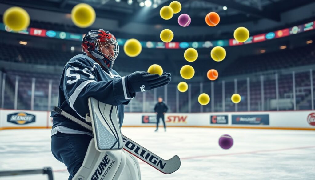 Работа над техникой ловли шайбы: ловля ловушкой и хватом - иллюстрация