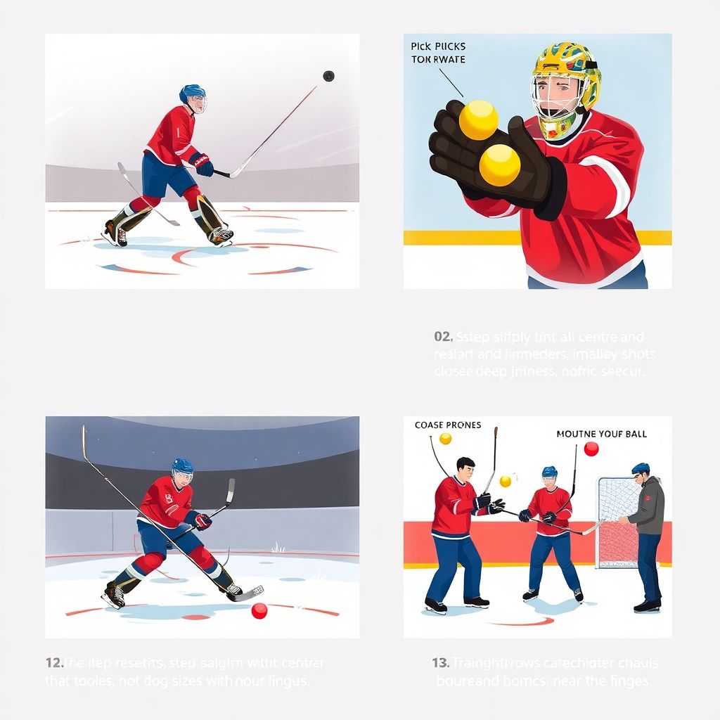 Работа над техникой ловли шайбы ловушкой и хватом для вратарей